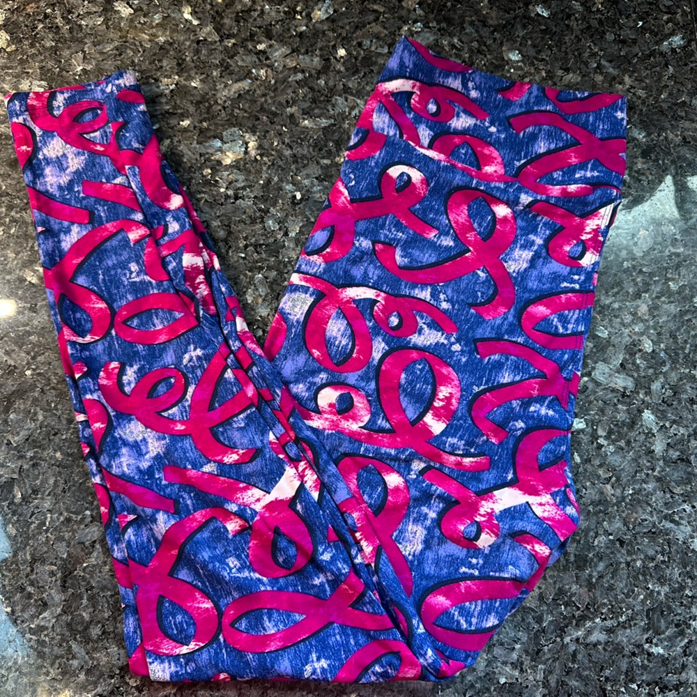 LuLaRoe Limited Edition Breast Cancer Awareness Leggings Pius Size T/C 1X NWOT